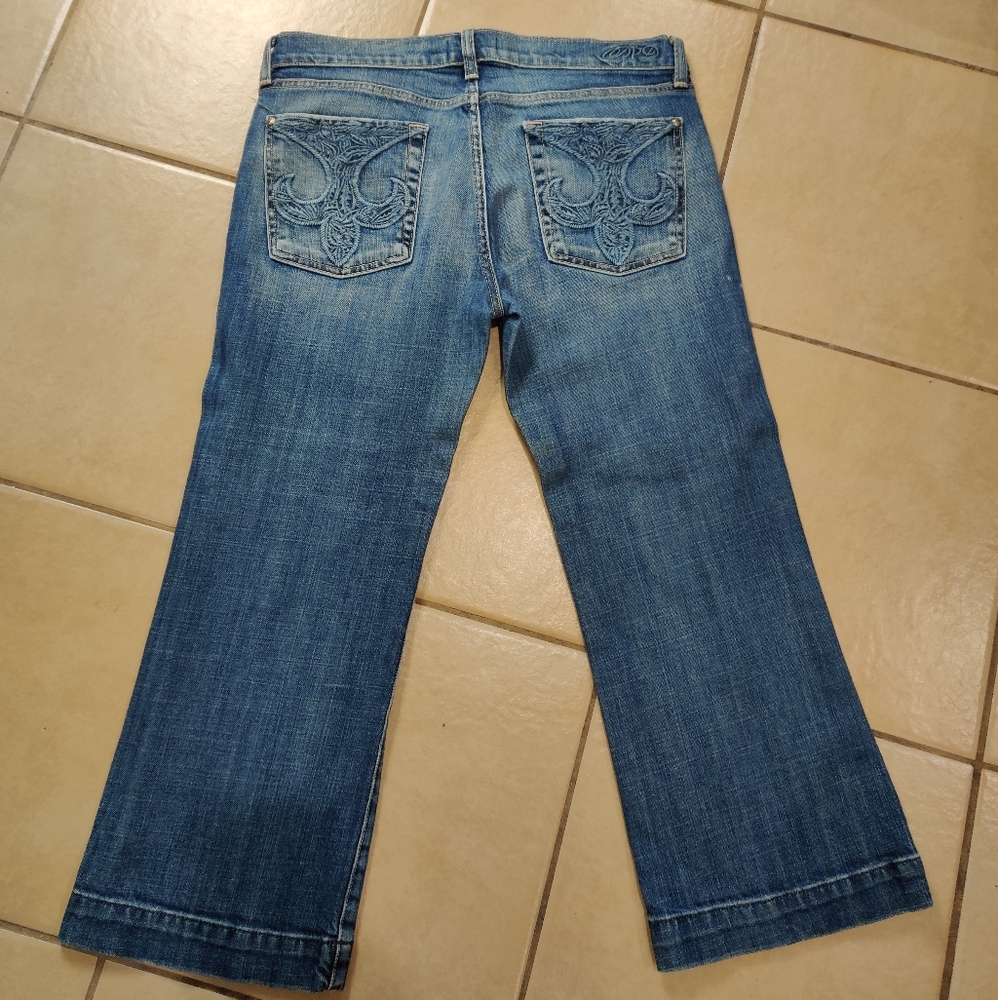 Deluxe Premium Denim Embroidered Capri